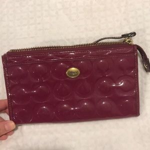 Maroon coach wallet / wristlet